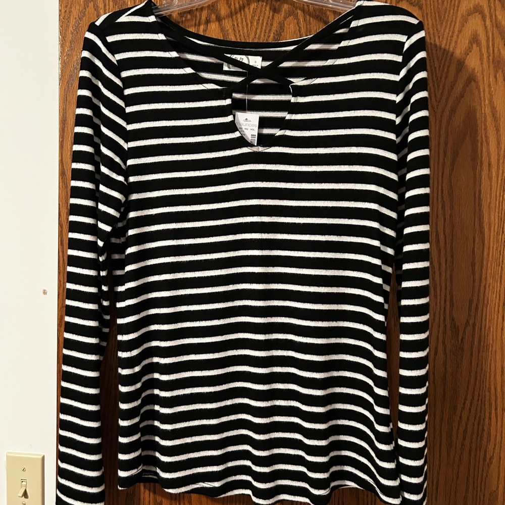 Maurices Black and White Striped Top